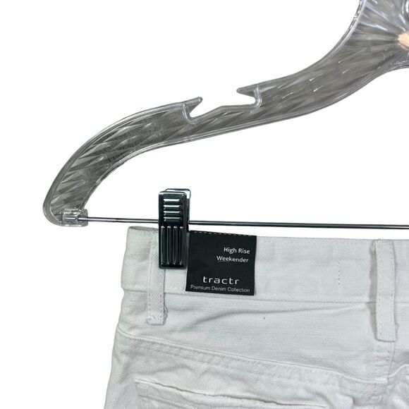 Tractr Womens Jeans Weekender Raw Hem Distressed Casual High Rise White Sz 12 - Picture 6 of 6